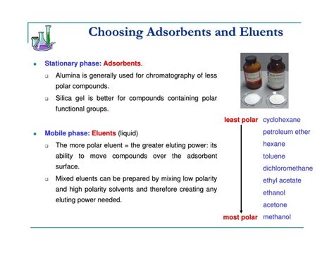 The hexane or petroleum ether is the "weak" solvent for normal phase chromatography. . Petroleum ether and acetone chromatography